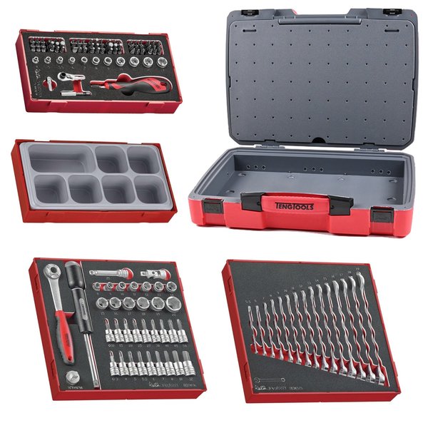 Teng Tools 129 Piece 3/8 Inch Drive Socket, Wrench & Bit Foam Kit TC-6T-8